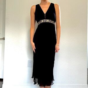 2000s black silk midi dress by ECI New York